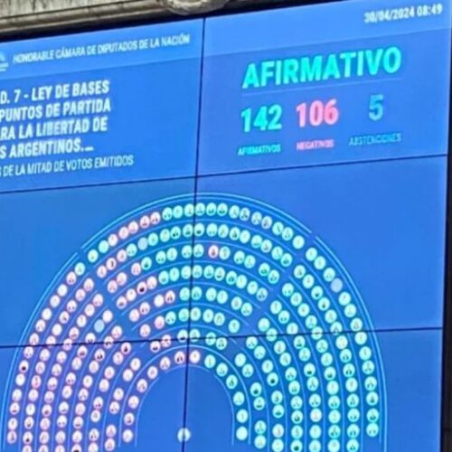 Diputados aprobó la ley de bases en general